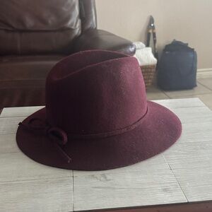 Banana Republic Women's Burgundy Felt Wide-Brim Hat